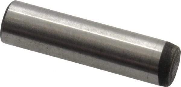 Value Collection - 3/16" Diam x 3/4" Pin Length Alloy Steel Oversized Dowel Pin - C 50-58 Hardness, 7,200 Lb Breaking Strength, 1 Beveled & 1 Rounded End - Best Tool & Supply