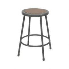 NPS - 24 Inch High, Stationary Fixed Height Stool - Hardboard Seat, Gray and Brown - Best Tool & Supply