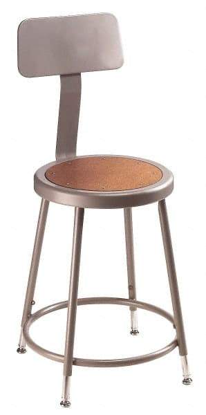 NPS - 18 to 26 Inch High, Stationary Adjustable Height Stool - Hardboard Seat, Gray and Brown - Best Tool & Supply