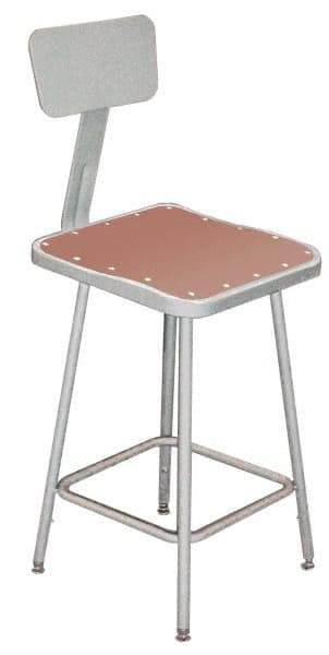 NPS - 24 to 32 Inch High, Stationary Adjustable Height Stool - Hardboard Seat, Gray - Best Tool & Supply