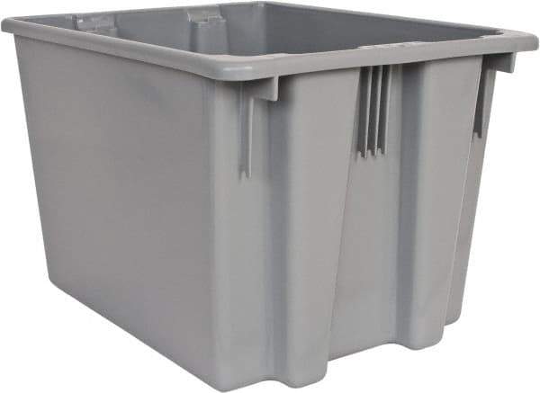 Rubbermaid - 1.6 Cu Ft, Gray Polyethylene Tote Container - Stacking, Nesting, 19-1/2" Long x 15-1/2" Wide x 13" High - Best Tool & Supply