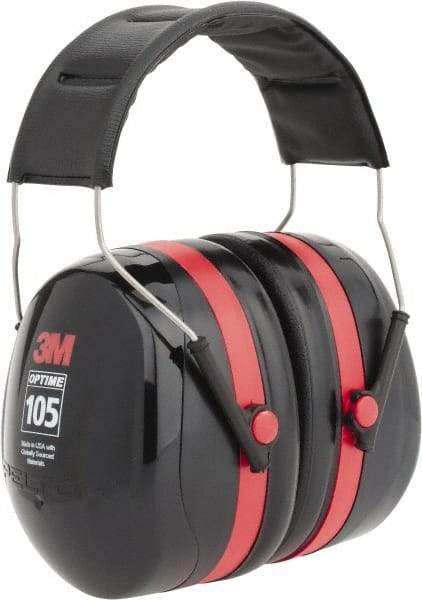 3M - Over the Head Black & Red Earmuffs - 30 NRR Rating - Best Tool & Supply