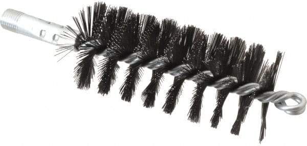 Schaefer Brush - 4-1/2" Brush Length, 2" Diam, Double Stem, Single Spiral Flue Brush - 7-1/2" Long, Tempered Steel Wire, 1/4" NPSM Male Connection - Best Tool & Supply