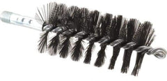 Schaefer Brush - 4-1/2" Brush Length, 2-1/4" Diam, Double Stem, Single Spiral Flue Brush - 7-1/2" Long, Tempered Steel Wire, 1/4" NPSM Male Connection - Best Tool & Supply