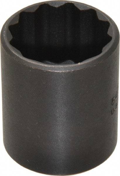 Proto - 1", 1/2" Drive, Standard Hand Socket - 12 Points, 1-9/16" OAL, Alloy Steel, Black Finish - Best Tool & Supply