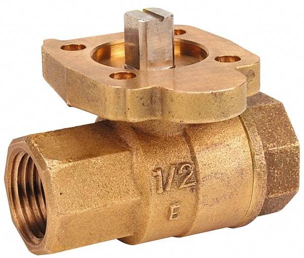 NIBCO - 1-1/2" Pipe, Full Port, Bronze Standard Ball Valve - 2 Piece, Inline - One Way Flow, FNPT x FNPT Ends, ISO Actuation Mount Handle, 600 WOG, 200 WSP - Best Tool & Supply