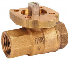 NIBCO - 1-1/2" Pipe, Full Port, Bronze Standard Ball Valve - 2 Piece, Inline - One Way Flow, FNPT x FNPT Ends, ISO Actuation Mount Handle, 600 WOG, 200 WSP - Best Tool & Supply