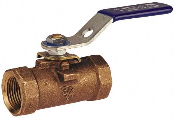 NIBCO - 2" Pipe, Reduced Port, Bronze Standard Ball Valve - 1 Piece, Inline - One Way Flow, FNPT x FNPT Ends, Round Wheel Handle, 600 WOG - Best Tool & Supply