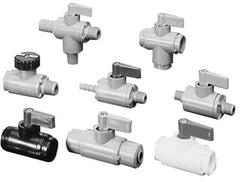 Specialty Mfr - 1/2" Pipe, PVC Standard Ball Valve - Inline - Two Way Flow, Barbed x Barbed Ends, Wedge Handle, 125 WOG - Best Tool & Supply