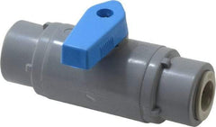 Specialty Mfr - 3/8" Pipe, PVC Standard Ball Valve - Inline - One Way Flow, Push-to-Connect x Push-to-Connect Ends, Wedge Handle, 125 WOG - Best Tool & Supply