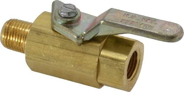 Specialty Mfr - 1/8" Pipe, Brass Standard Ball Valve - Inline - Two Way Flow, MNPT x FNPT Ends, Lever Handle, 500 WOG - Best Tool & Supply