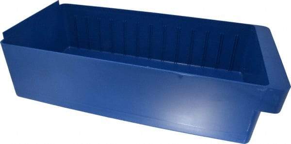 Quantum Storage - 28 Lb. Load Capacity, 17-5/8" Deep, Blue High-Impact Polystyrene Drawer Bin - 4-5/8" High x 8-3/8" Wide x 17-5/8" Long - Best Tool & Supply