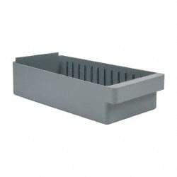 Quantum Storage - 28 Lb. Load Capacity, 17-5/8" Deep, Gray High-Impact Polystyrene Drawer Bin - 4-5/8" High x 8-3/8" Wide x 17-5/8" Long - Best Tool & Supply