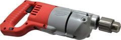 Milwaukee Tool - 1/2" Keyed Chuck, 600 RPM, D-Handle Electric Drill - 7 Amps, 120 Volts, Reversible, Includes Chuck Key with Holder & Side Handle - Best Tool & Supply