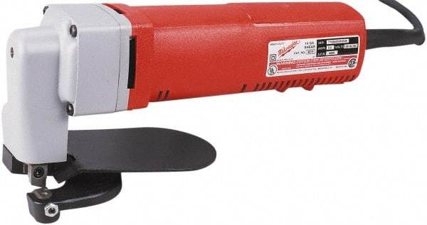 Milwaukee Tool - 4,000 SPM, 120 Volt, Angled Handle, Handheld Electric Shear - 16 Gauge (Steel) & 18 Gauge (Stainless Steel) Cutting Capacity - Best Tool & Supply