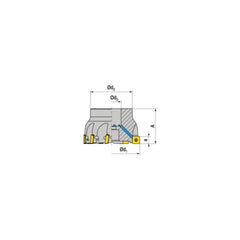 Indexable Square-Shoulder Face Mill:  A490150R0509A050175EF,  1-1/2'' Cut Dia,  0.5000″ Arbor Hole Dia,  0.3150″ Max Cutting Depth Uses  5,  SD.. 09T3.. Inserts,  Through Coolant,  Series  A490-09