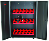 Wall Tree Locker - Hold 18 Pcs. 40 Taper - Textured Black with Red Shelves - Best Tool & Supply