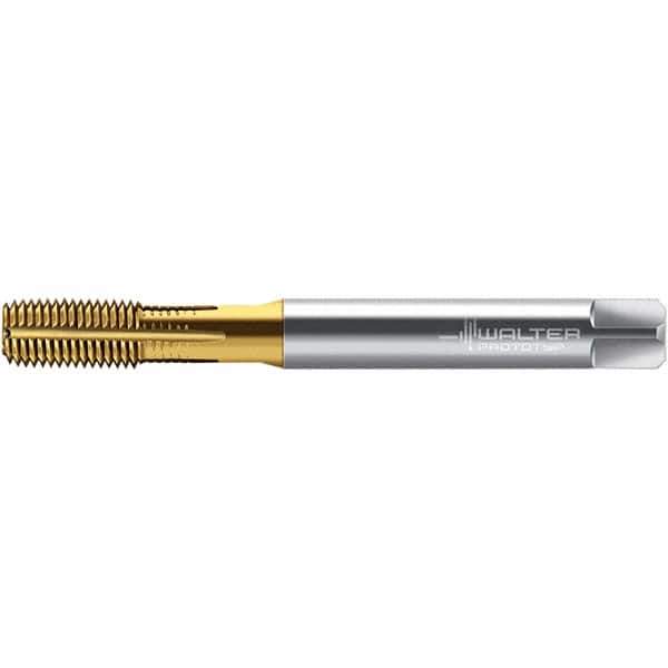 Walter-Prototyp - M10x1.50 DIN 2174 6HX 9.370 Thread Limit Semi-Bottoming Thread Forming Tap - Powdered Metal High Speed Steel, TiN Finish, 100mm OAL, 15mm Thread Length, Right Hand Thread, Series TC420 - Best Tool & Supply