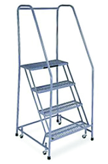 Model 1000; 4 Steps; 30 x 31'' Base Size - Steel Mobile Platform Ladder - Best Tool & Supply