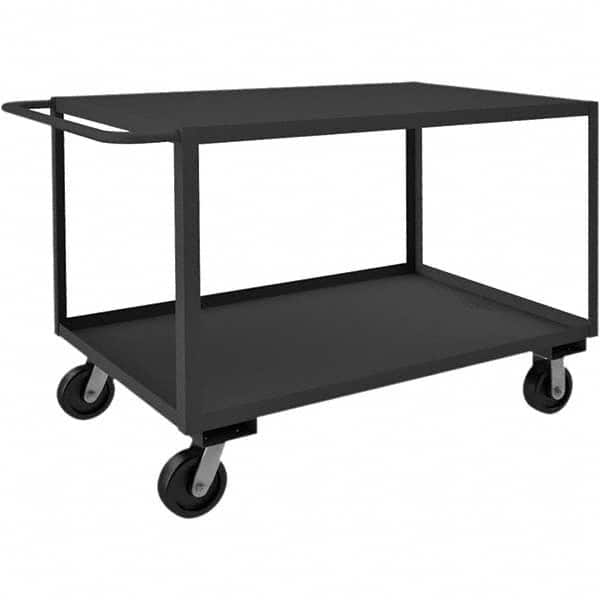 Heavy-Duty Service Utility Cart: Gray Gray, Phenolic Casters, 2 Shelves