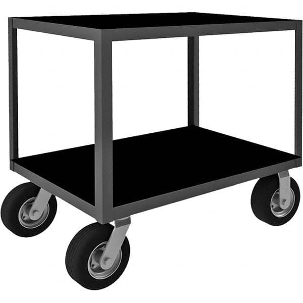 Instrument Utility Cart: Gray Gray, Semi-Pneumatic Casters, 2 Shelves