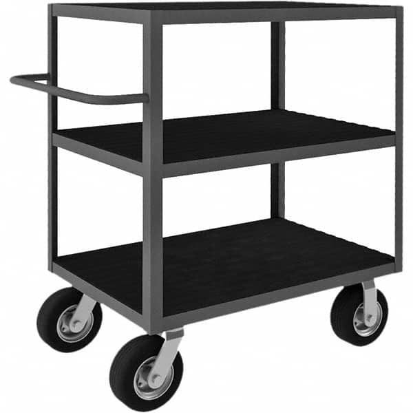 Instrument Utility Cart: Gray Gray, Pneumatic Casters, 3 Shelves