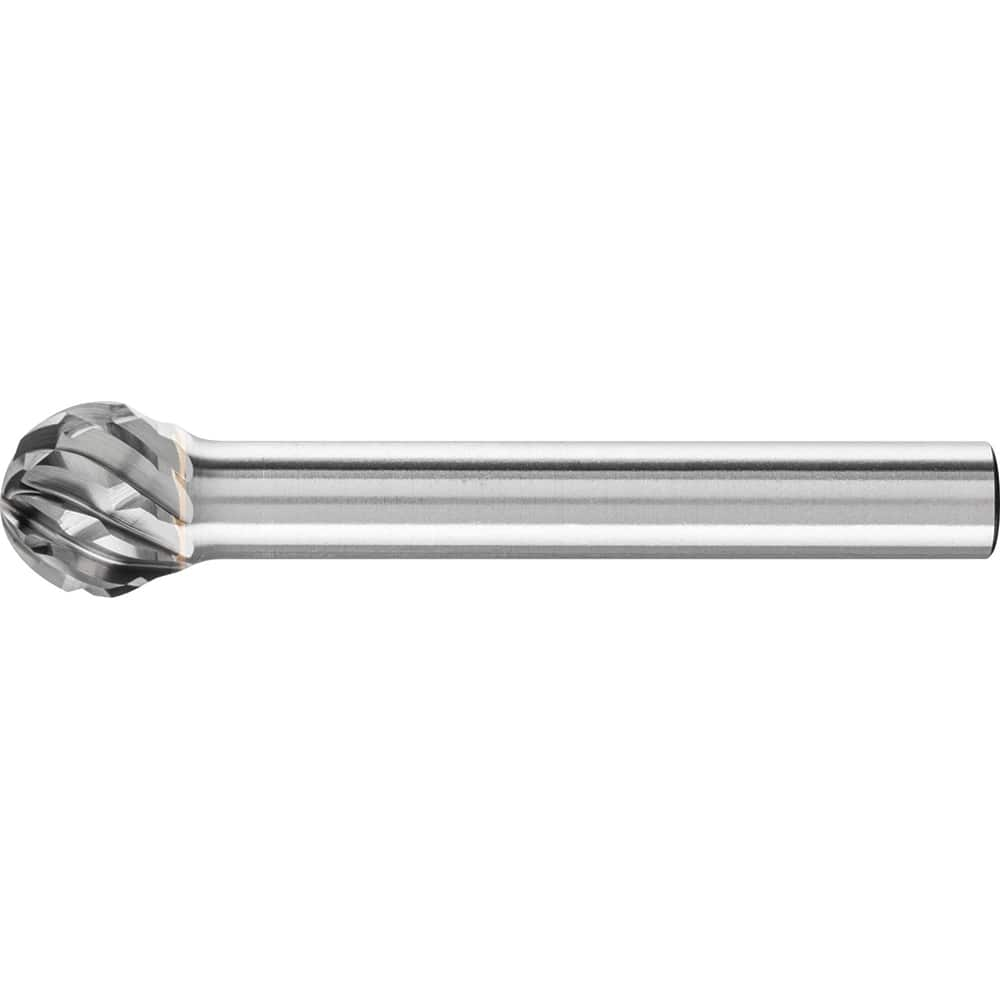 PFERD - SD-3, 3/8" Cut Diam, 1/4" Shank Diam, Carbide No End Cut Ball Burr - Exact Industrial Supply