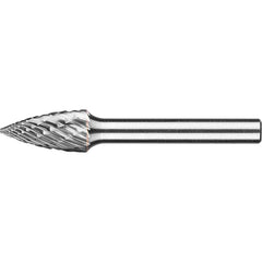 PFERD - SG-3, 3/8" Cut Diam, 1/4" Shank Diam, Carbide End Cut Tree with Pointed End Burr - Exact Industrial Supply