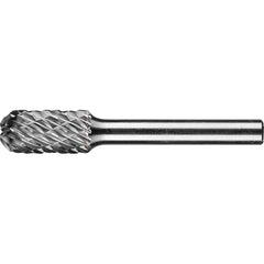 PFERD - SC-3, 3/8" Cut Diam, 1/4" Shank Diam, Carbide End Cut Diamond Pattern Cylinder with Radius End Burr - Exact Industrial Supply