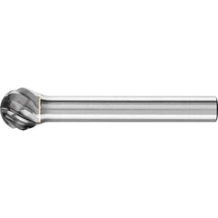 PFERD - SD-3, 3/8" Cut Diam, 1/4" Shank Diam, Carbide Diamond Cut Ball Burr - Exact Industrial Supply