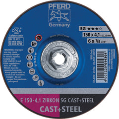 PFERD - Depressed-Center Wheels; Hole Thread Size: 5/8-11 ; Connector Type: Arbor ; Wheel Type Number: Type 27 ; Abrasive Material: Aluminum-Oxide; Zirconia Alumina ; Maximum RPM: 10200.000 ; Grit: 30 - Exact Industrial Supply