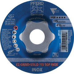 PFERD - Depressed-Center Wheels; Hole Size (Inch): 7/8 ; Connector Type: Arbor ; Wheel Type Number: Type 1 ; Abrasive Material: Steel ; Maximum RPM: 13300.000 ; Tool Compatibility: Angle Grinders - Exact Industrial Supply