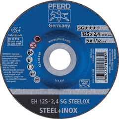 PFERD - Depressed-Center Wheels; Hole Size (Inch): 7/8 ; Connector Type: Arbor ; Wheel Type Number: Type 1 ; Abrasive Material: Aluminum Oxide ; Maximum RPM: 12200.000 ; Bond Type: Resinoid - Exact Industrial Supply