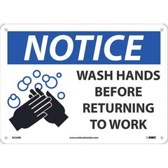 Sign: Rectangle & Square, ″Notice Wash Hands Before Returning To Work″ Plastic, 10″ High