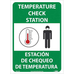 Sign: Rectangle & Square, ″Temperature Check Station Estacion De Chequeo De Temperatura″ Vinyl, 14″ High