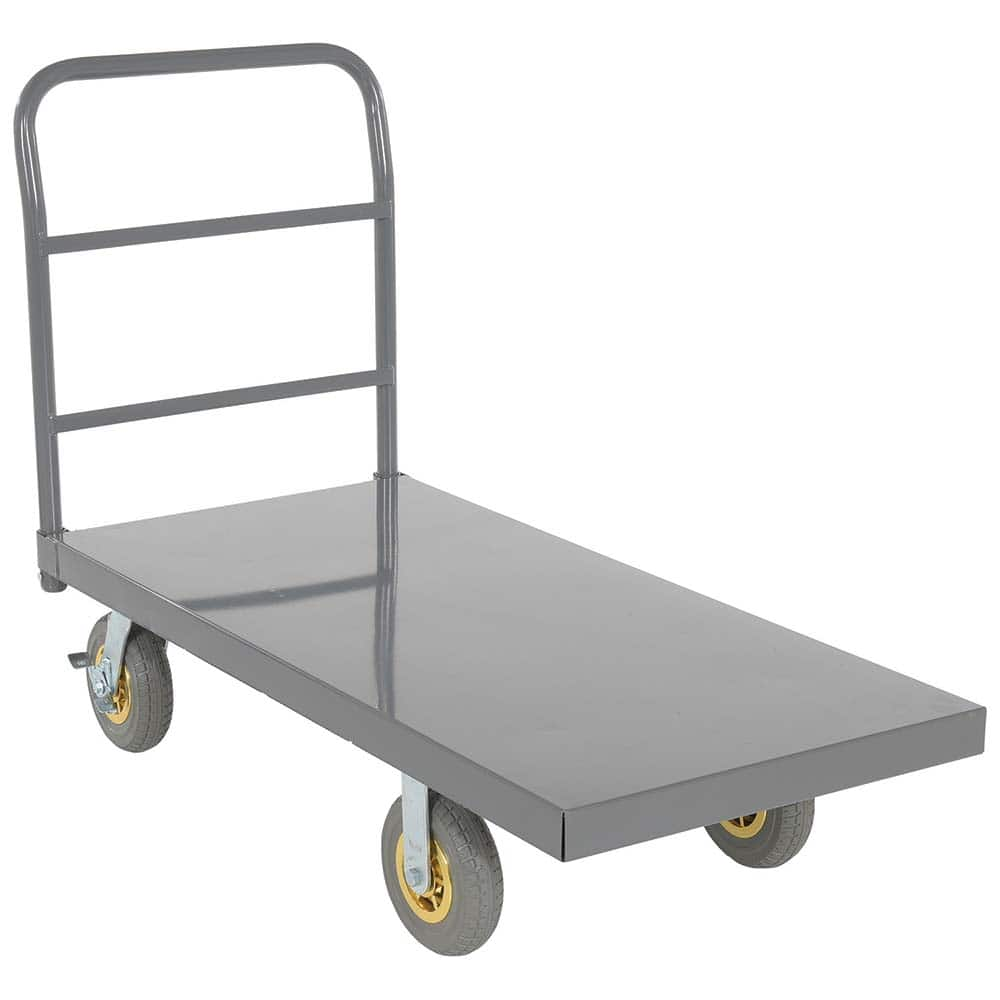 Platform Truck: 2,500 lb Capacity, Steel Deck, 48″ Long, 11-7/8″ High (2) Swivel & (2) Rigid, 8″ Rubber Casters