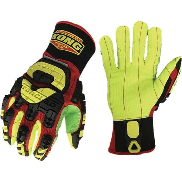 ironCLAD - Size L (9) Synthetic Impact Protection Work Gloves - For General Purpose, Uncoated, Slip-On Cuff, Red/Green, Paired - Best Tool & Supply