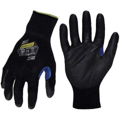 ironCLAD - Size L (9) Nylon Work Gloves - For General Purpose, Palm Coated, Knit Wrist, Black, Paired - Best Tool & Supply