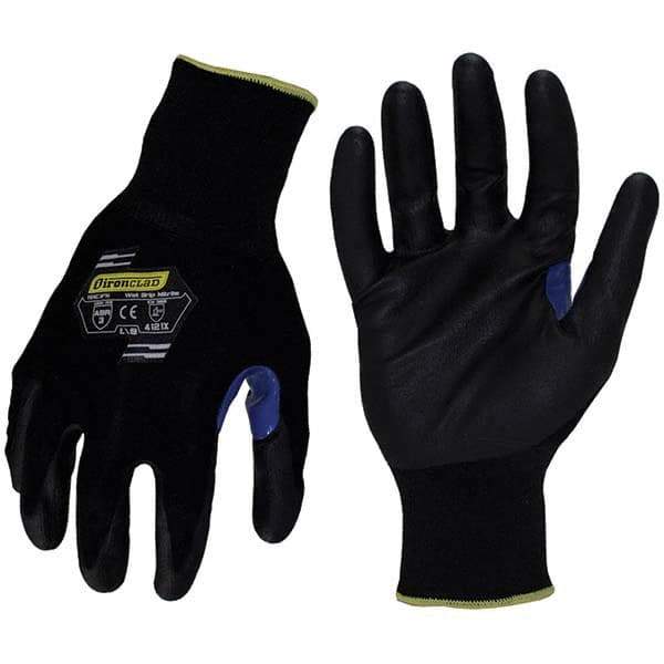 ironCLAD - Size M (8) Nylon Work Gloves - For General Purpose, Palm Coated, Knit Wrist, Black, Paired - Best Tool & Supply