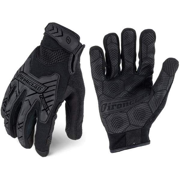 ironCLAD - Size L (9) Synthetic Leather Work Gloves - For Mechanic's & Lifting, Uncoated, Hook & Loop Cuff, Full Fingered, Black, Paired - Best Tool & Supply