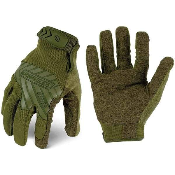 ironCLAD - Size M (8) Synthetic Leather Work Gloves - For Mechanic's & Lifting, Uncoated, Hook & Loop Cuff, Full Fingered, Olive Drab Green, Paired - Best Tool & Supply