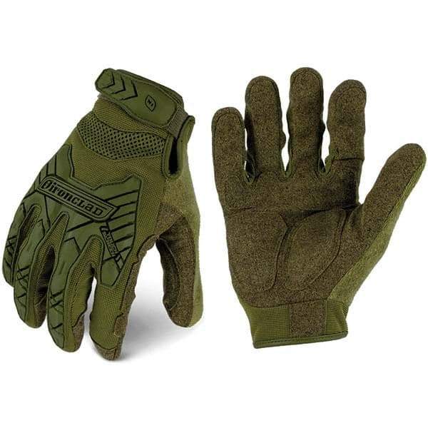 ironCLAD - Size S (7) Synthetic Leather Work Gloves - For Mechanic's & Lifting, Uncoated, Hook & Loop Cuff, Full Fingered, Olive Drab Green, Paired - Best Tool & Supply