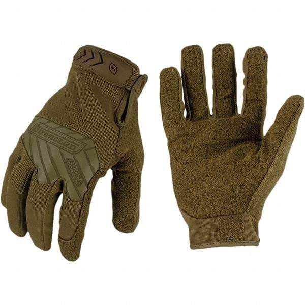 ironCLAD - Size 2XL (11) Synthetic Leather Work Gloves - For Mechanic's & Lifting, Uncoated, Hook & Loop Cuff, Full Fingered, Coyote, Paired - Best Tool & Supply