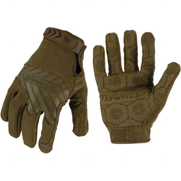 ironCLAD - Size XL (10) Synthetic Leather Work Gloves - For Mechanic's & Lifting, Uncoated, Hook & Loop Cuff, Full Fingered, Coyote, Paired - Best Tool & Supply