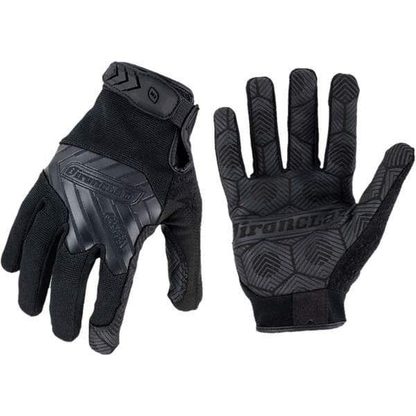 ironCLAD - Size L Synthetic Leather Work Gloves - For Mechanic's & Lifting, Uncoated, Hook & Loop Cuff, Full Fingered, Black, Paired - Best Tool & Supply