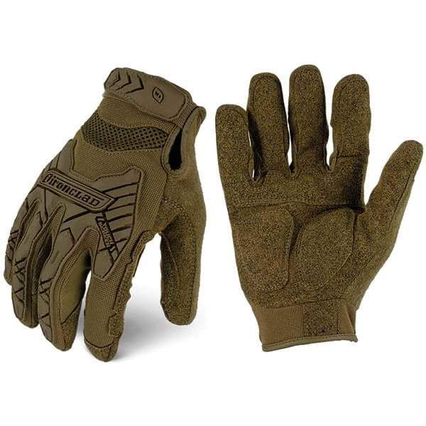 ironCLAD - Size XL (10) Synthetic Leather Work Gloves - For Mechanic's & Lifting, Uncoated, Hook & Loop Cuff, Full Fingered, Coyote, Paired - Best Tool & Supply