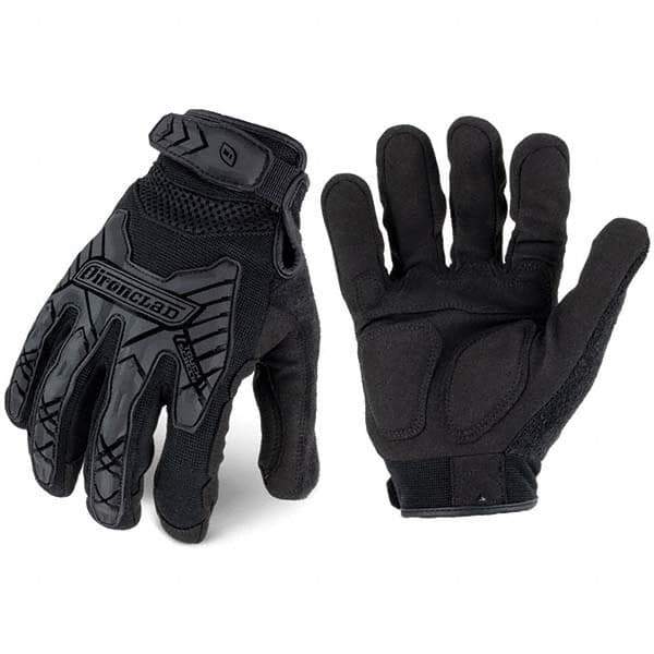 ironCLAD - Size XS (6) Synthetic Leather Work Gloves - For Mechanic's & Lifting, Uncoated, Hook & Loop Cuff, Full Fingered, Black, Paired - Best Tool & Supply