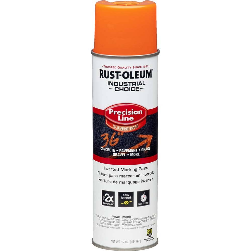 17 fl oz Orange Marking Paint 600' to 700' Coverage at 1″ Wide, Solvent-Based Formula