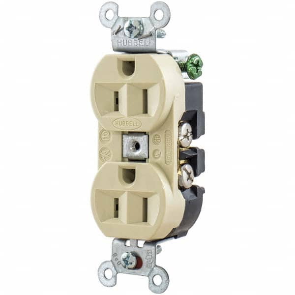 Hubbell Wiring Device-Kellems - 125V 15A NEMA 5-15R Industrial Grade Ivory Straight Blade Duplex Receptacle - Best Tool & Supply