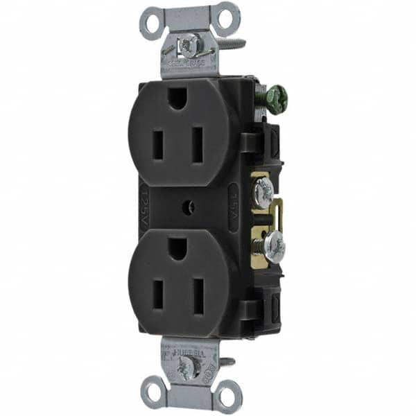 Hubbell Wiring Device-Kellems - 125V 15A NEMA 5-15R Commercial Grade Black Straight Blade Duplex Receptacle - Best Tool & Supply